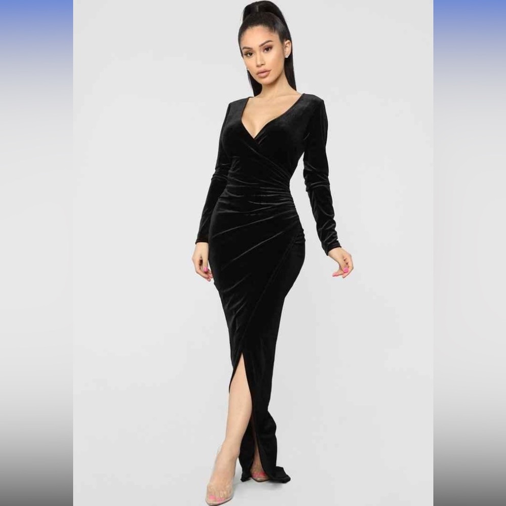 Velvet maxi evening gown